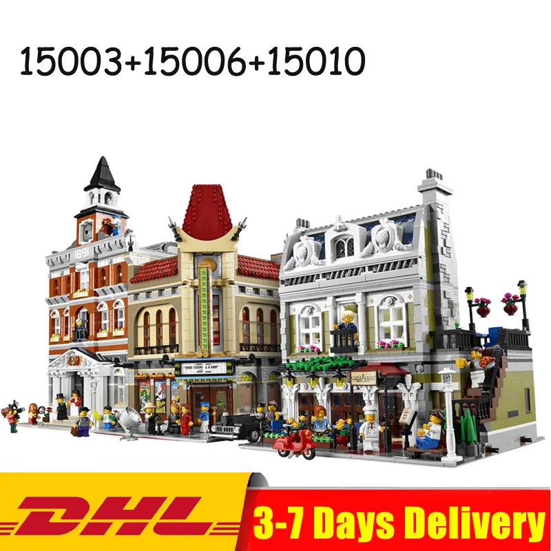 

Compatible LegoINGlys 10224 10232 10243 Lepin 15003 Town Hall +15006 Palace Cinema+15010 Parisian Restaurant Model Bricks Blocks