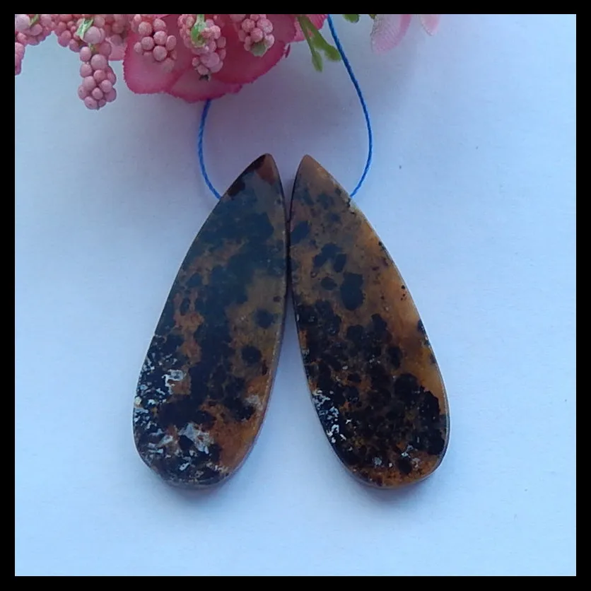Natural Petrified wood opal Earring Bead Fashion Jewelry 41x15x4mm 10.4g | Украшения и аксессуары