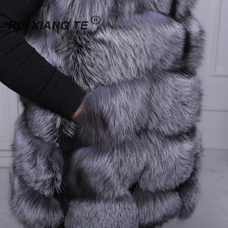 women real fur coat real fox short block vest autumn and winter outerwear natural fox ladies round neck gilet