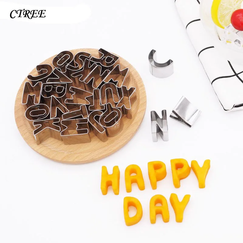 

CTREE Stainless Steel Biscuit Mold Cutters 26 Letters Shape DIY 3D Alphabet Cookie Cutter Mold Fondant Cake Decorating Tool C233