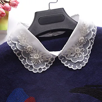 

Women Girls Faux Fake Lapel Shirt Collar Detachable Necklace Removable Choker Pearl Rhinestone Beaded Fake Collar