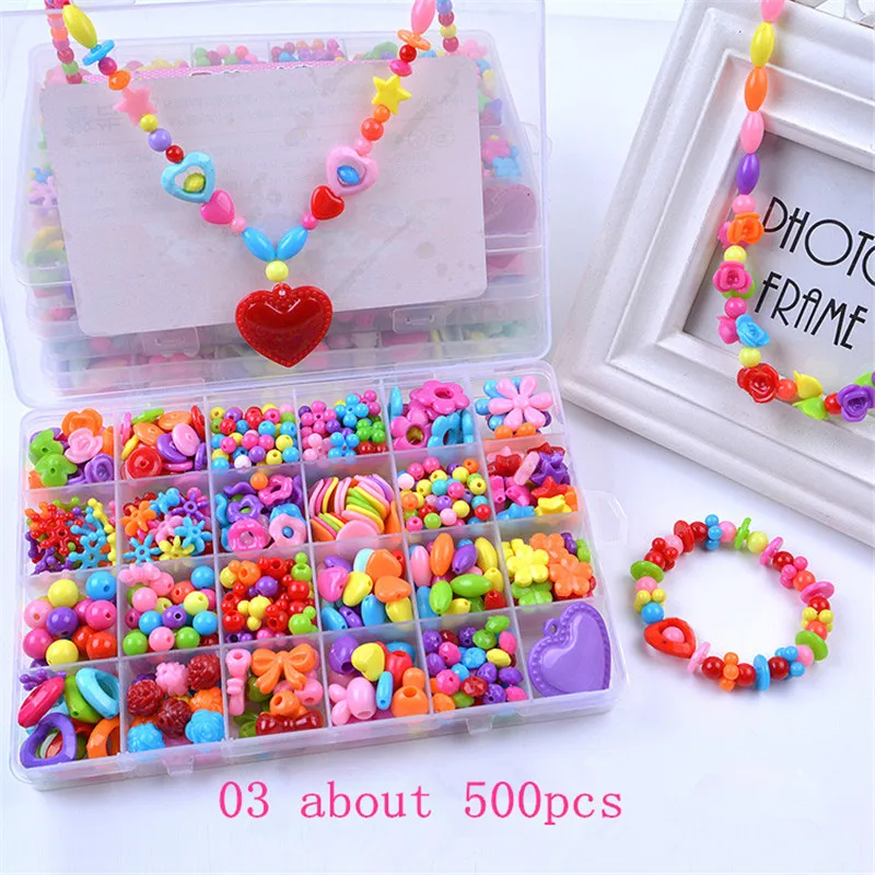 Children creative DIY beads toy with whole accessory set/ Kids girls handmade art craft educational toys for gifts and presents