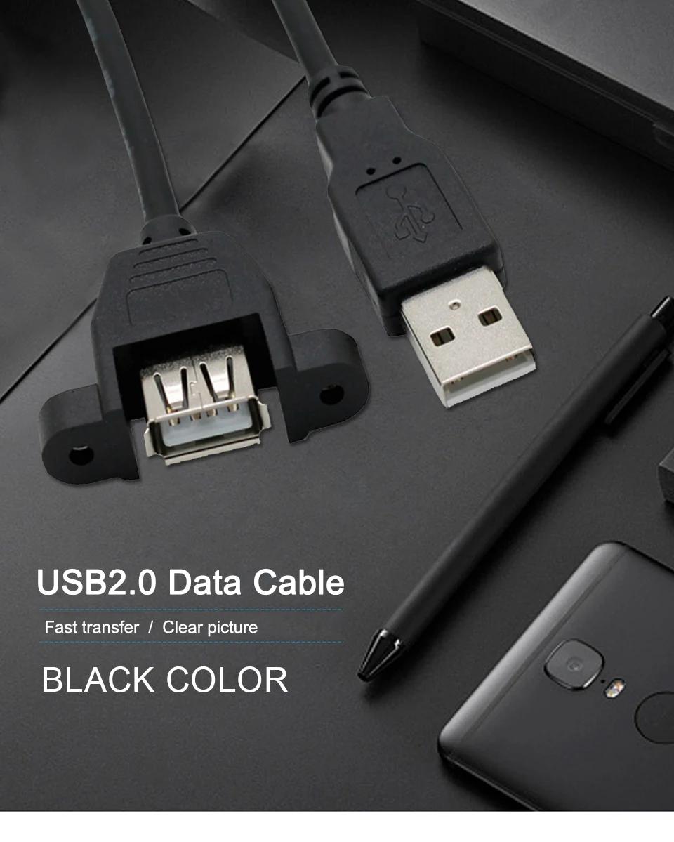 USB 2.0 Extension Cord With Ear usb extension Cable Male to Female Wire Extend Can Be Fixed For PC Laptop USB cable Extender (1)