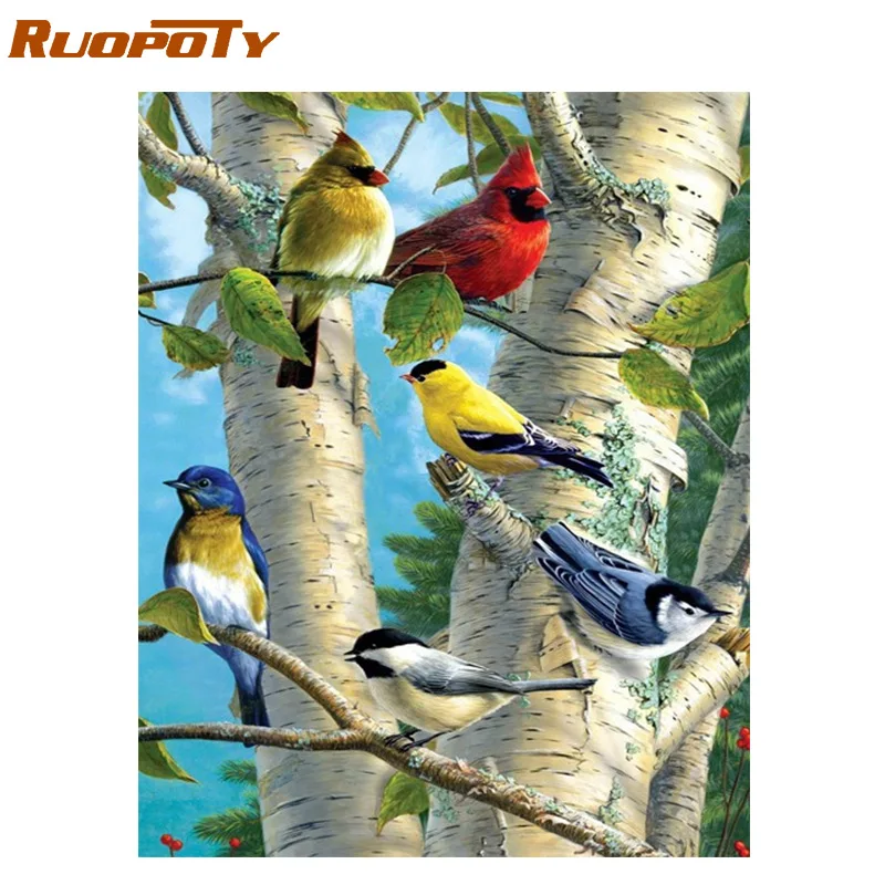 RUOPOTY 60x75 см рамка Diy картина по номерам набор животные бабочка Раскраска по номерам Современная Настенная художественная картина по номерам - Цвет: 1943