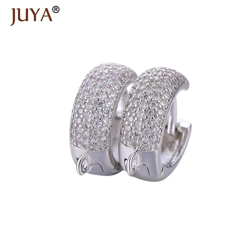2018 Latest Design AAA Cubic Zirconia Rhinestone Earring Hoops For Jewelry Making 5 Pairs Wholesale DIY Women Earrings Findings