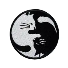 Черно-белые нашивки с вышитым железом из мультфильма «кошки» для одежды, аппликация «сделай сам», дизайнерские сумки, шляпы, одежда для маленьких девочек на заказ