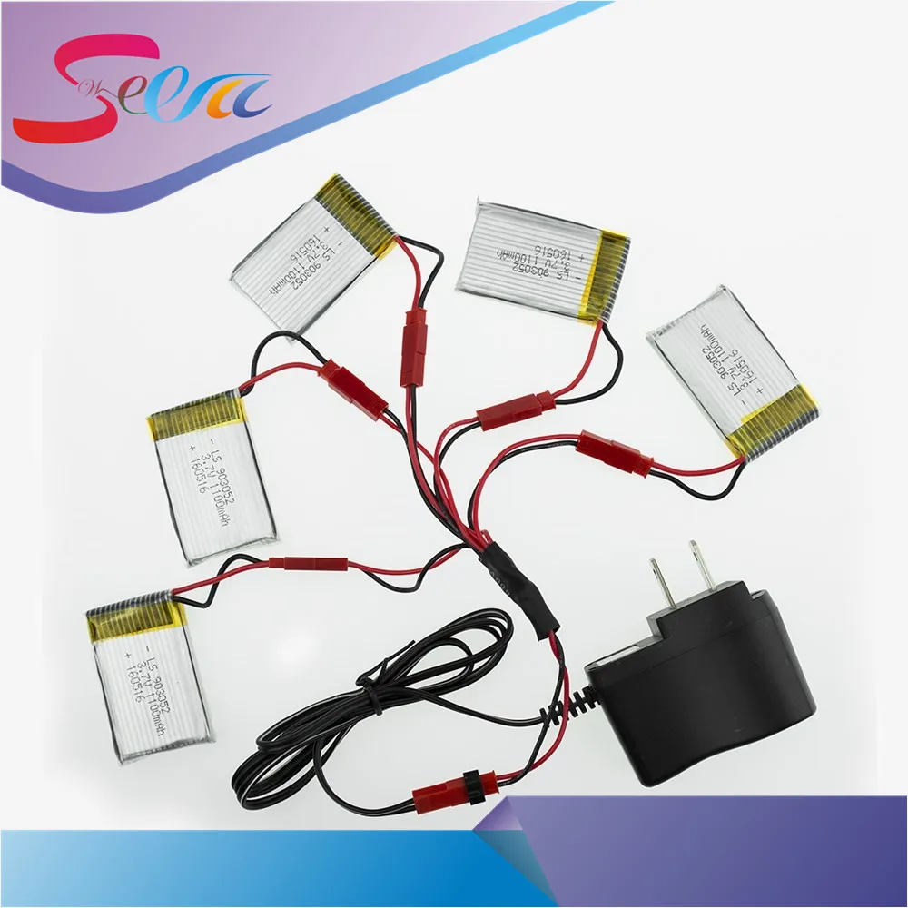 3.7 В 1100 мАч Li-Po батарея для jjrc H11WH H11D H11C HQ898 Quadcopter беспилотный 5 шт. с зарядное