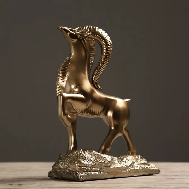 Abstract Golden Goat Sculpture Decoration Creative Retro Goat Molding Resin Crafts Resin Ornament Home Accessories, Best Gift