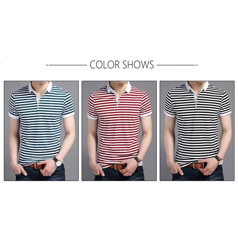 BROWON New Arrival Casual Summer 2018 Me's Short Sleeve T-shirt Turn-down Collar Contrast Color Striped Pullover Mens Clothing BROWON New Arrival Casual Summer 2018 Me's Short Sleeve T-shirt Turn-down Collar Contrast Color Striped Pullover Mens Clothing