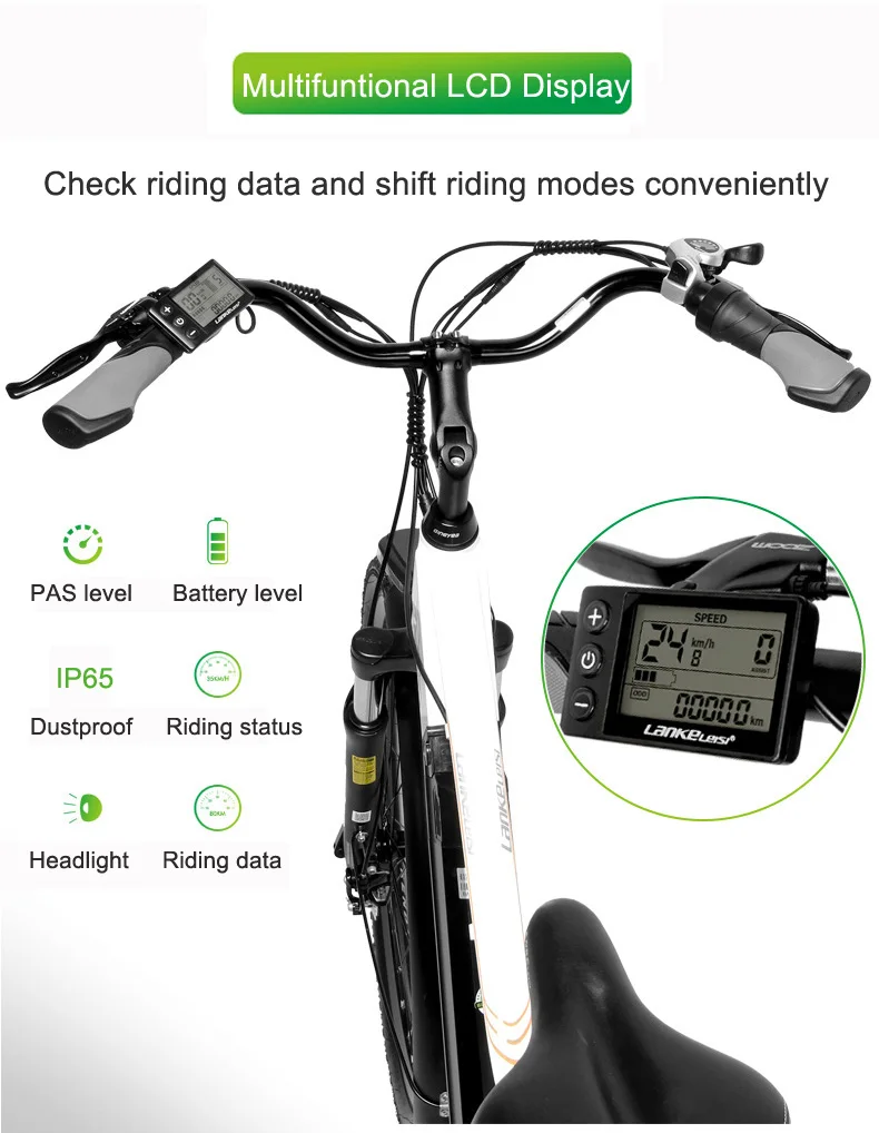 Sale Pard3.0 High Quality Electric Bike, With LCD Display, 300W Strong Motor, Pedal Assisted E-bike, Suspension Fork 3