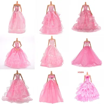 

Handmade Wedding Dress Princess Evening Party Ball Long Gown Skirt Bridal Veil Clothes For Babies Doll Accessories Pink Gift Toy
