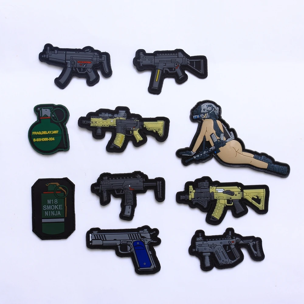 

TSNK Military Enthusiasts PVC Patch Army Tactical Boost Morale Badge"AR15 UMP AK KRISS" Gun Armlet