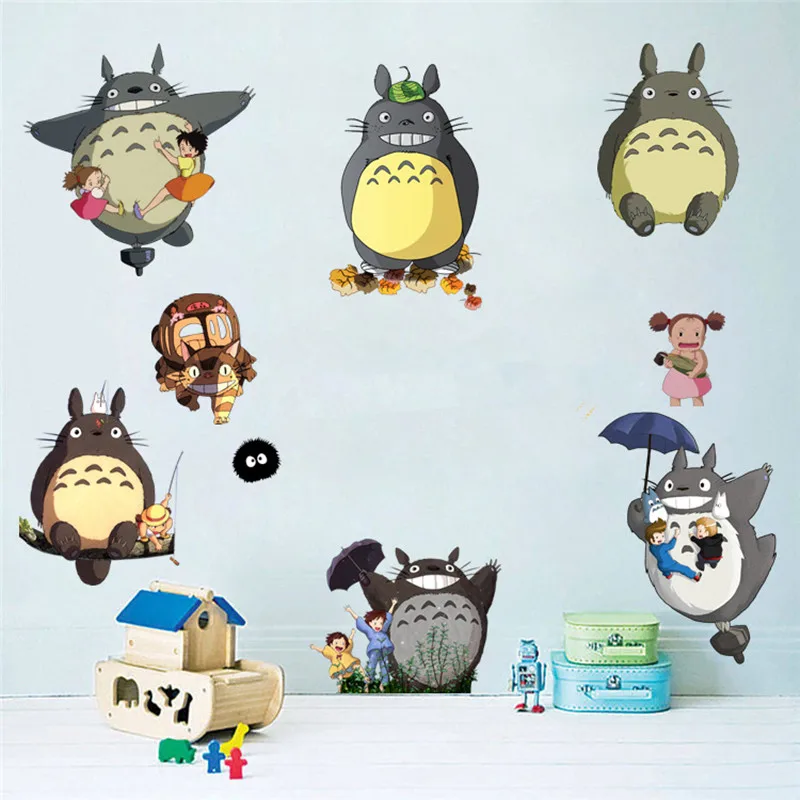 

Nursery school wall decals My Neighbor cute Totoro cartoon 3d vinyl stickers kids room bathroom decoration puzzle poster 60*30cm
