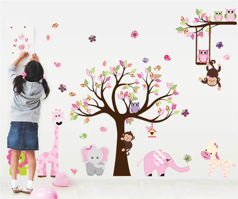 Фея девушка мультфильм наклейки игрушки DIY животные слон роспись бабочками наклейки для детской комнаты детская спальня украшения