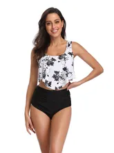 High Wasit Bikini 2019 Mujer Print Swimwear Women Plus Size Swimsuit Women Ruffle Bikini Brazilian Beachwear Bathing Suit plus size print ruffle bikini set