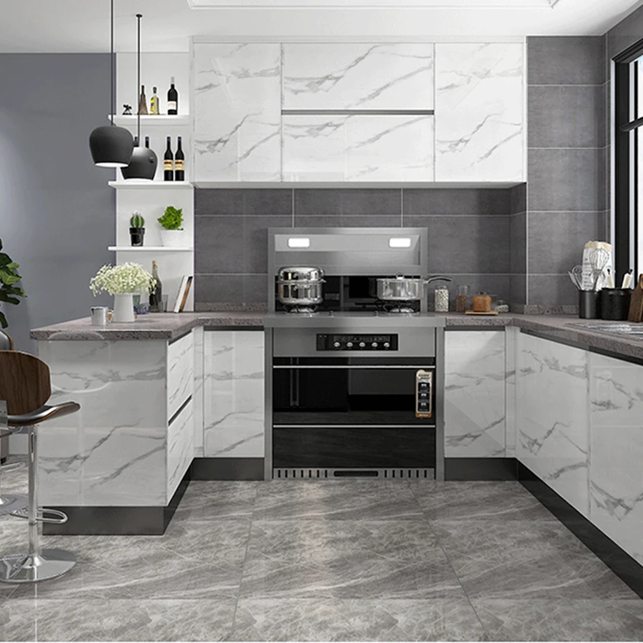 Cut Price Modern Marble Self Adhesive Wallpaper Kitchen Cabinet