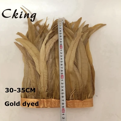 gold dyed Cking 30-35 см отделка петушиным пером 12-14 дюймов 2 метров бирюзовый цвет; обувь синего цвета золото куриное перо отделка бахромой перья из петушиного хвоста перья - Цвет: gold dyed