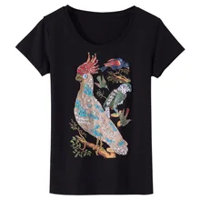 Летняя футболка женская алмазный бисер с принтом попугая футболка Женские топы Футболка женская новая harajuku Женская футболка 3XL