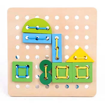 

Variety Shape DIY Crafts Threading Board Rope Toys Child Kids Wooden Toy Animal Lacing String jigsaw Puzzle Shoelaces Beads Toys
