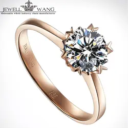 Jewellwang Moissanite кольца для женщин обручение 18 К розовое золото кольцо Alps снег 0.5ct Certified vvs1 Свадебные