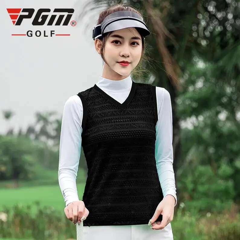 PGM Новая женская спортивная одежда для гольфа летняя куртка без рукавов жилет с v-образным вырезом женский дышащий полый кружевной жилет