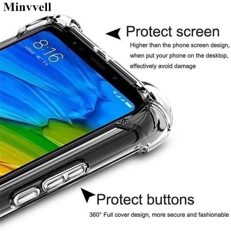 Ультратонкий прозрачный силиконовый чехол из ТПУ для Xiaomi Redmi 8 8A 9 9A 7 7A Note 9s pro max 8T 6 5