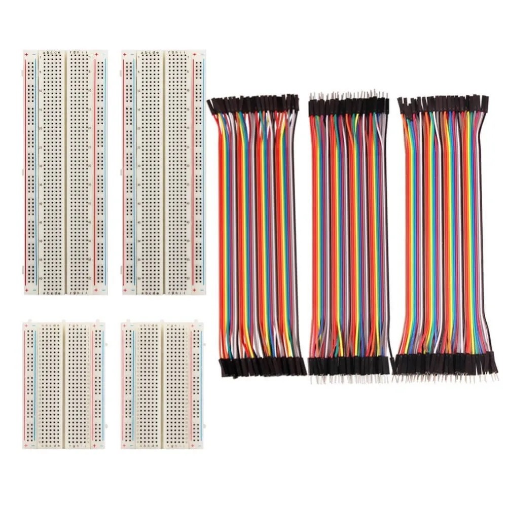 

4 Pieces Breadboards Kit with 120 Pieces Jumper Wires for Arduino Proto Shield Circboard Prototyping