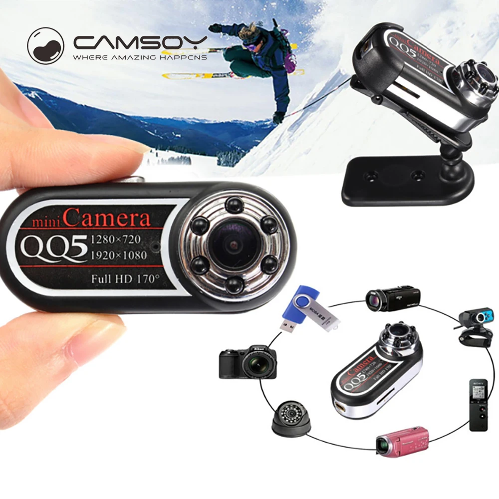 

QQ5 Mini Camera Full HD 1080P Infrared Night Vision Mini DV 720P HD Mini Camcorder Webcam 170 Wide Angle Motion Detection cam