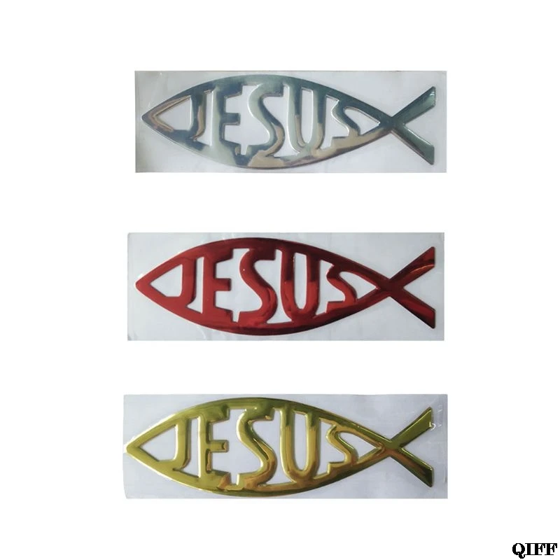 

Jesus Fish 3D Car sticker Soft PVC Chromed Emblem Badge Car Styling Decoration Waterproof Decal Christian Decal Sticker