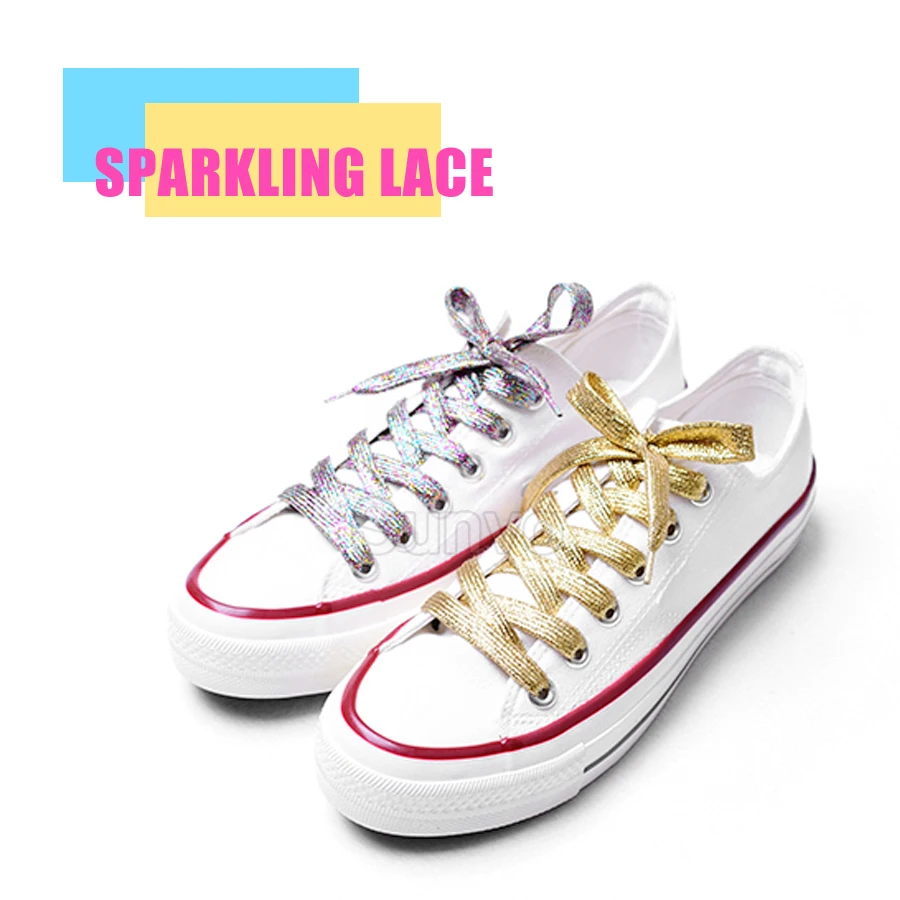 Цветные мужские и женские шнурки для кроссовок с металлическим блеском, блестящий шнурок золотого цвета, серебристые плоские шнурки, спортивная обувь для бега, шнуровка