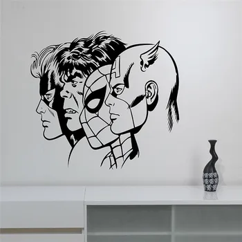 

New arrival Superheroes Wall Decal Removable Vinyl Wall Sticker Captain America Hulk Spiderman Art Decor Home Wall Decals