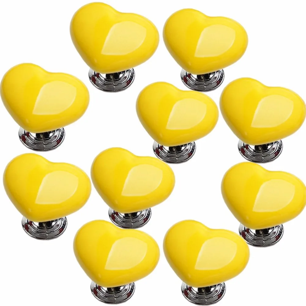 

10pcs 38MM Ceramic Heart Shape Cabinet Knobs,Drawer Pulls & Handles Set, Knobs for Door Dresser Drawer Cupboard ,Hardware