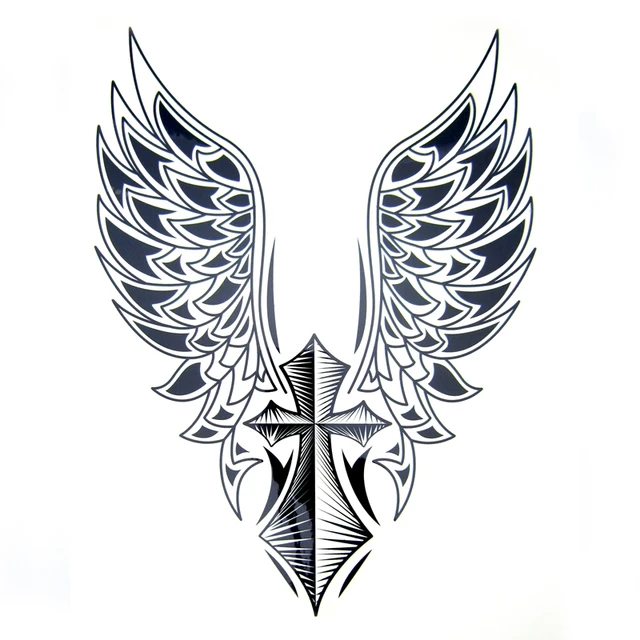 1pcs big cool mens cross wing tattoos beautiful arm back cross 1pcs big cool mens cross wing tattoos beautiful arm back cross