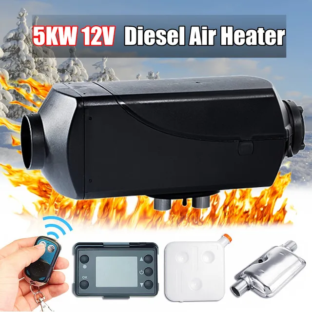 5KW 12V Air Diesels Heater Parking Heater With Remote Riscaldatore LCD Monitor Silencer 10L Tank For Trucks Boats Bus Car Heater