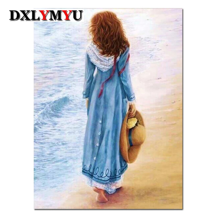 

DIY Diamond Mosaic Stroll the beach Handmade Diamond Painting Cross Stitch Kits Diamond Embroidery Pattern Rhinestone