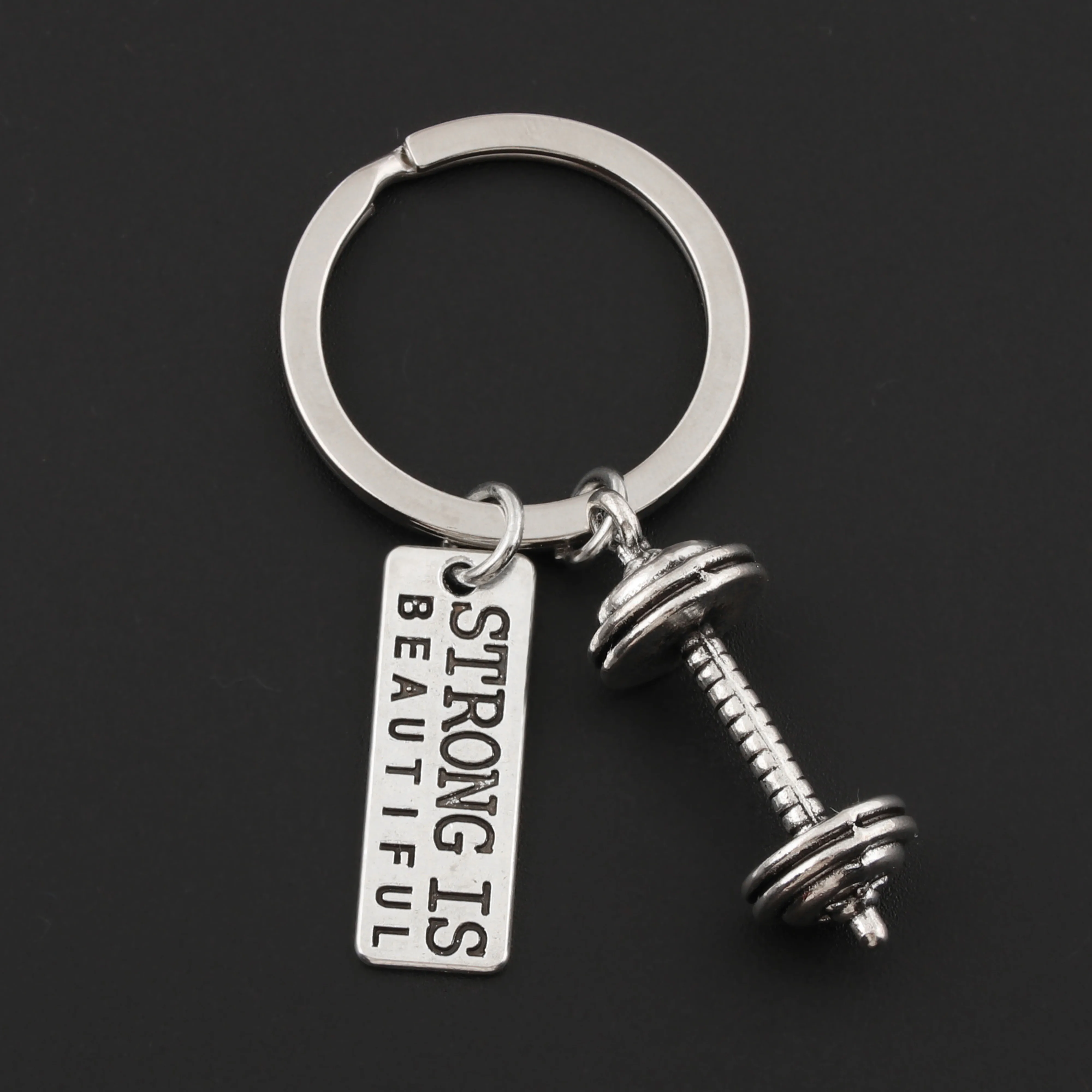 

1Pc Creative Strength Sports Barbell KeyChain Weight Fitness Weightlifting Gym Keyring For Men Gift Jewelry A2399