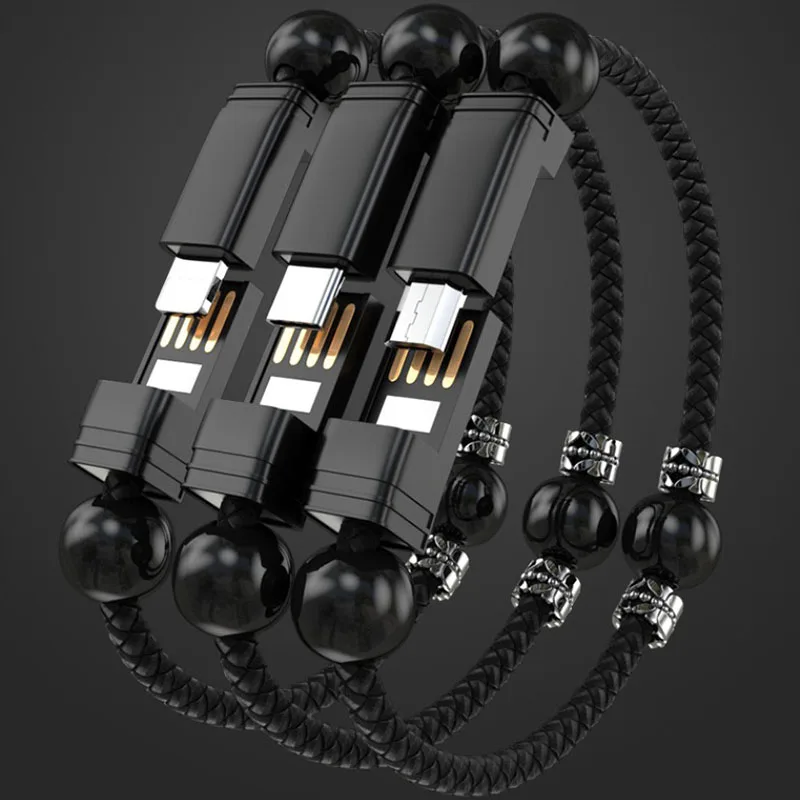 Высококачественный кожаный плетеный браслет кабель USB для зарядки и передачи