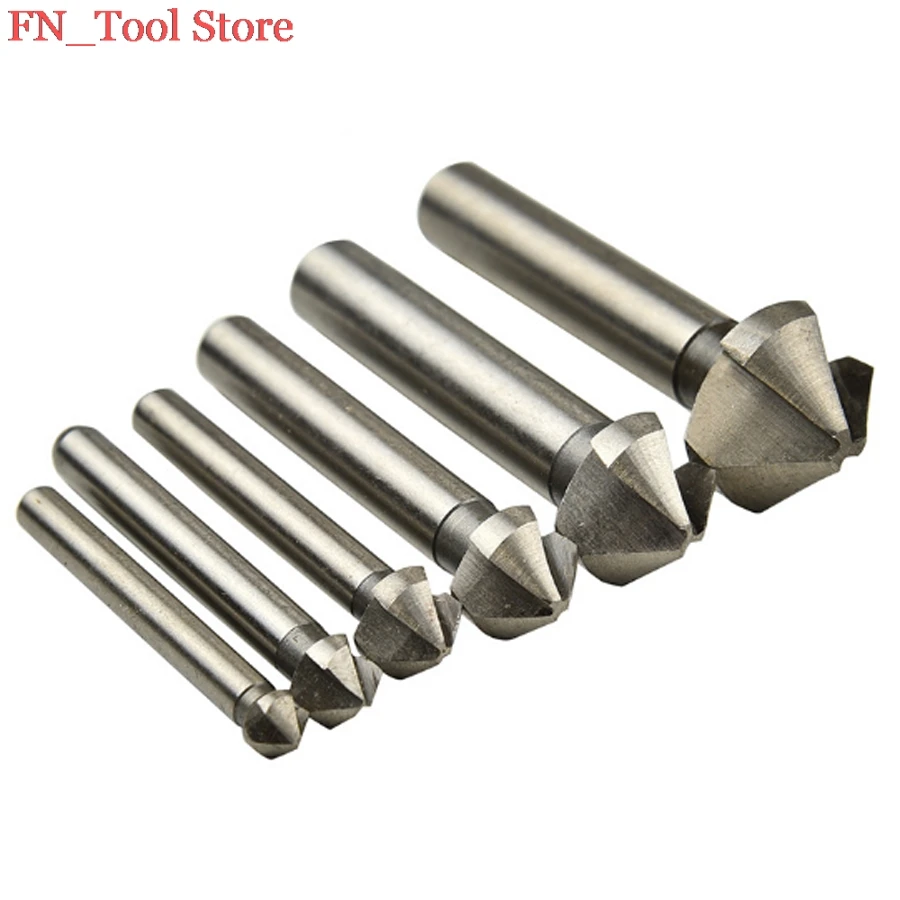 6Pcs. HSS Chamfering knife counter drill three edged 90 degree chamfer