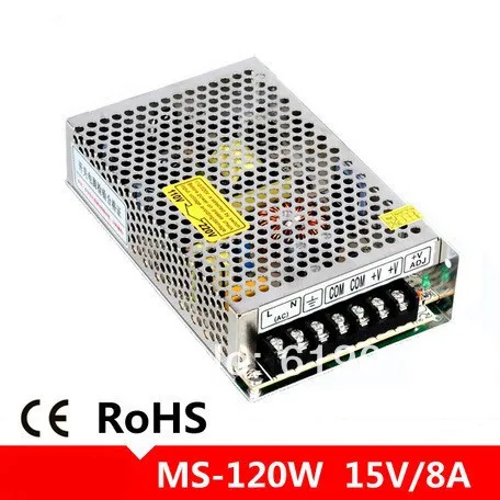 

small size LED switch power supply 120W 15V 8A power supply MS-120-15 Mini type