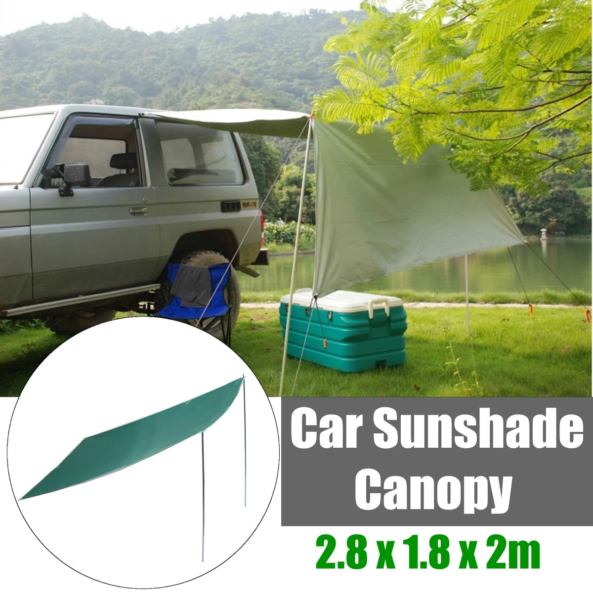 

2.8 x 1.8m Sunshade Tent Car Outdoor Folding Waterproof Camping Roof SUV Rooftop Awning Shelter Car Tent Trailer Camping Travel