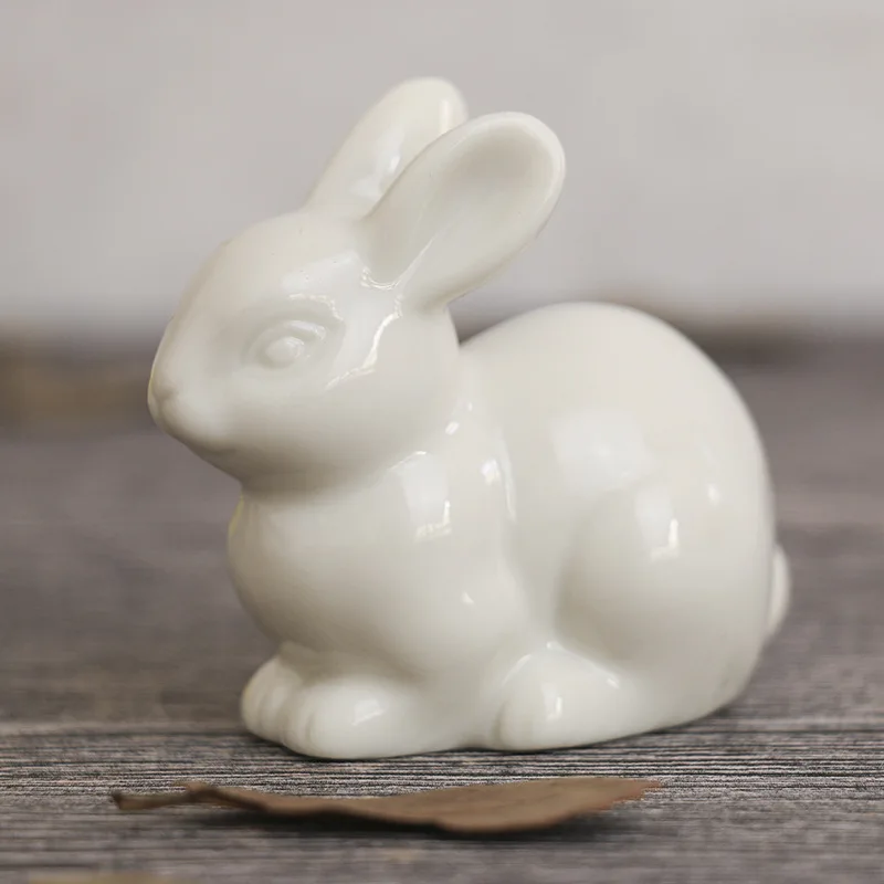 Прекрасный керамический кролик Семья заяц скандинавском стиле белый домашнее украшение настольные украшения Ремесло миниатюрный Сказочный пейзаж DHLL01 - Цвет: medium 7 x 4 x 6cm