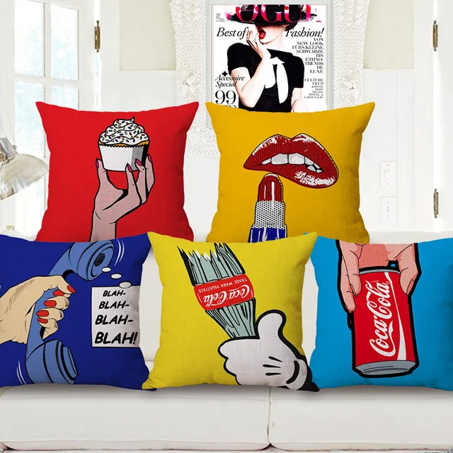 Pop Art Teley Lip Ice Cream Throw Cushion Covers Candy Pop Art Teley Lip Ice Cream Throw Cushion Covers Candy Color Decorative Pillow Case Not