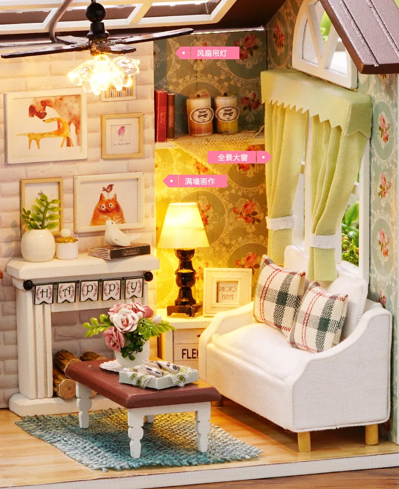 Fine furniture DIY Doll House Wodden Miniatura Doll Houses Furniture Kit Puzzle Handmade Dollhouse Toys For Children girl gift08 Fine furniture DIY Doll House Wodden Miniatura Doll Houses Furniture Kit Puzzle Handmade Dollhouse Toys For Children girl gift08