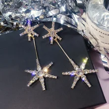 Silver Needle exaggerated snowflake earrings long ear-pendant drop earrings jewelry earrings rhinestone earrings Silver Needle exaggerated snowflake earrings long ear-pendant drop earrings jewelry earrings rhinestone earrings