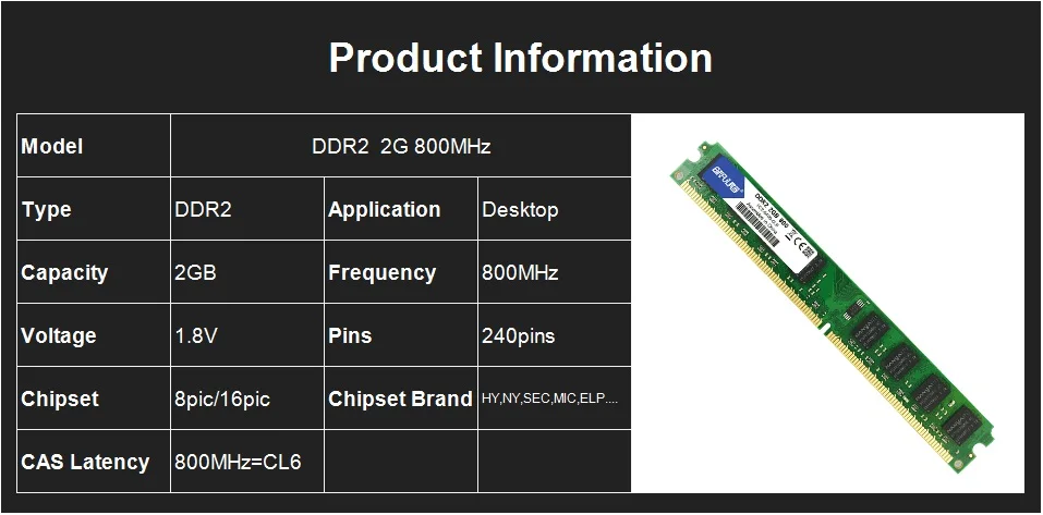 Binful DDR2 2GB 800mhz PC2-6400 для рабочего стола оперативная память для компьютера совместима с все материнские платы 1,8 V