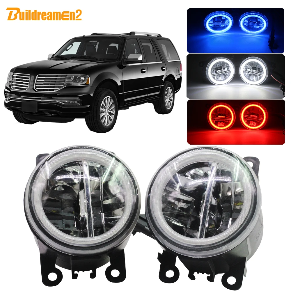 

Buildreamen2 Car H11 LED Lamp Fog Light DRL 4000LM Angel Eye Daytime Running Light 12V For Lincoln Navigator 5.4L V8 2007-2014