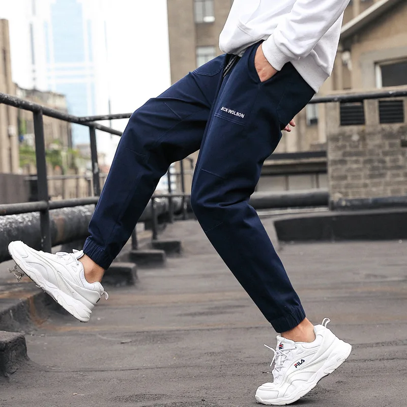 2019 spring new casual pants men's Japanese loose large size stretch men's casual pants elastic beam feet men's casual trousers