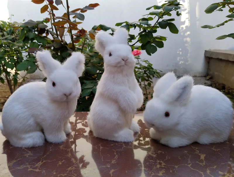

2020 Lovely Simulation Brown Toys Polyethylene & furs Squatting Model Home Decoration Animal Doll Rabbit Model For Children