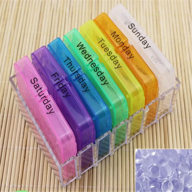 

Portable Medicine Weekly Storage Pill 7 Day Tablet Sorter Box Container Case Organizer Health Care Pill Organizer QB878289
