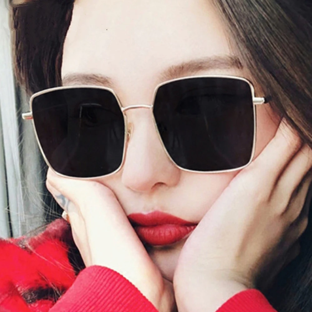 Mens casual sunglasses brand designer big square men driving sun glasses women gradient matte black lunettes de soleil